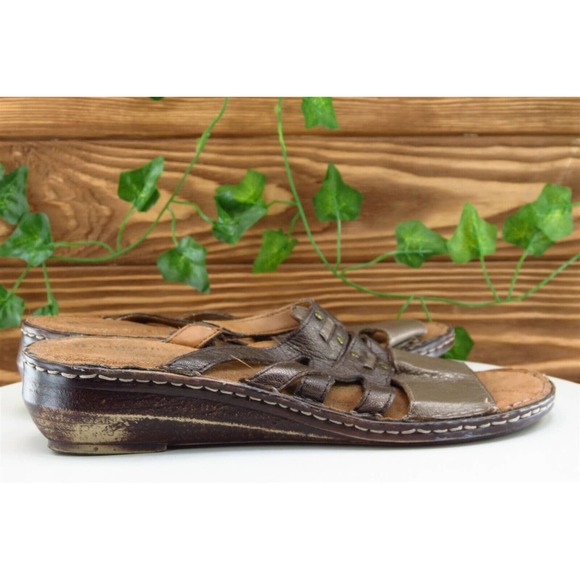 Naturalizer Sz 9.5 M Brown Slide Leather Women Sandals Leanna - Picture 4 of 8